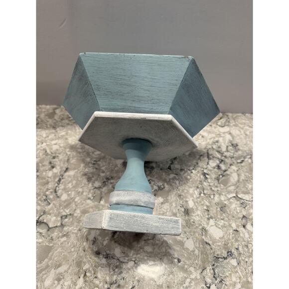 Coastal Mediterranean Wood Pedestal Fruit Bowl 7” - Picture 5 of 7